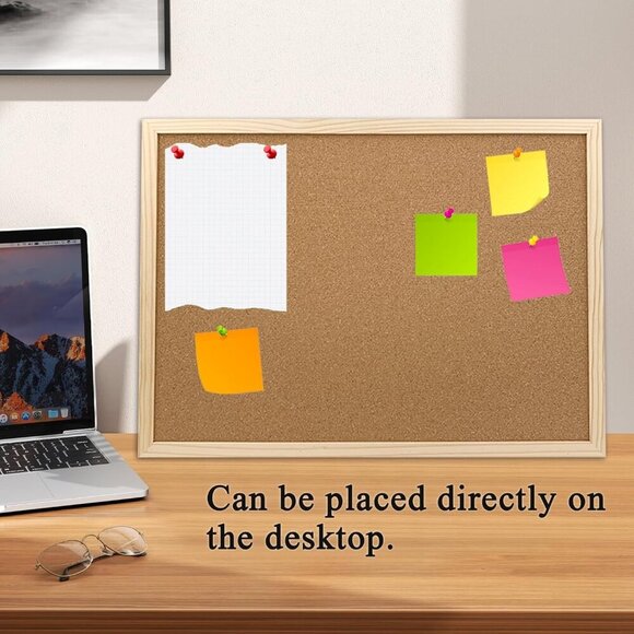 Cork Board Bulletin Board, 15.7"X 11.81" pin Boards for Walls, Oak Wood Finish F - Picture 4 of 7
